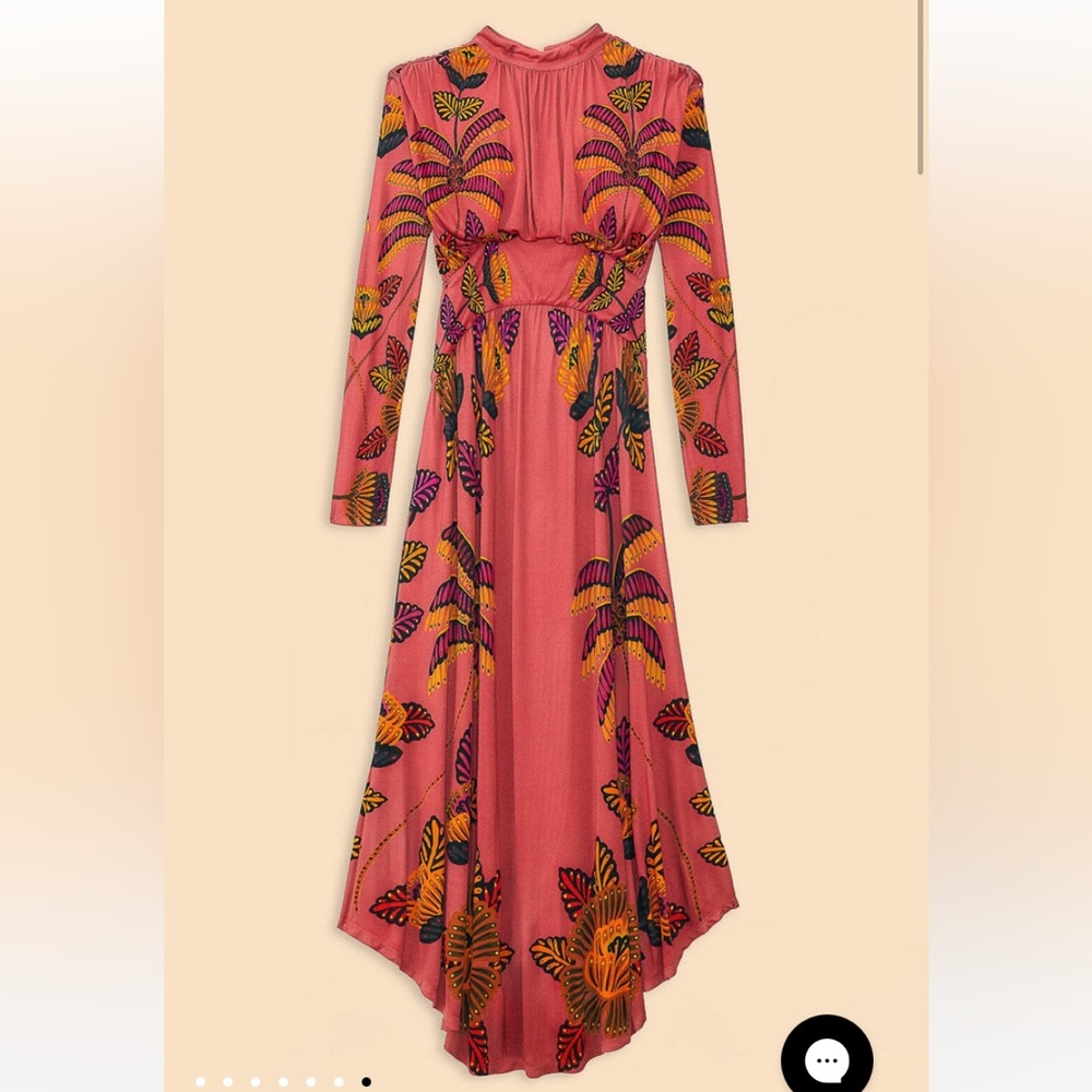 FARM Rio Coral Maxi Dress with Yellow & Black Floral Print - Picture 2 of 7